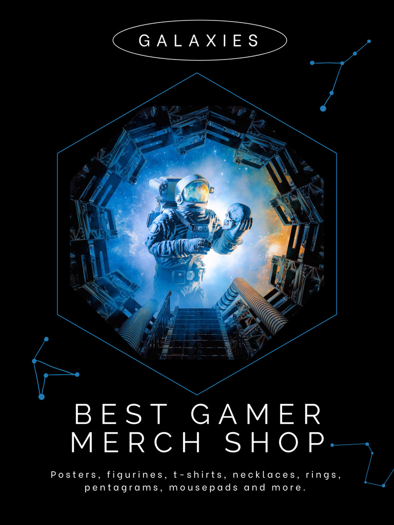 Offer of Best Merch Store with Astronaut Poster 36x48in Šablona návrhu