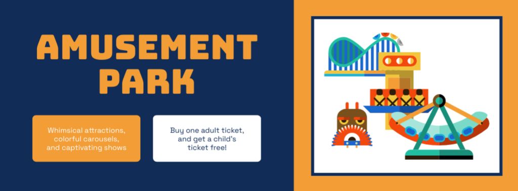 Dazzling Attractions In Amusement Park With Promo On Admission Facebook cover Design Template