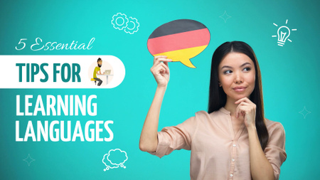 Designvorlage Hilfreiche Tipps zum Sprachenlernen auf Vlog für YouTube intro