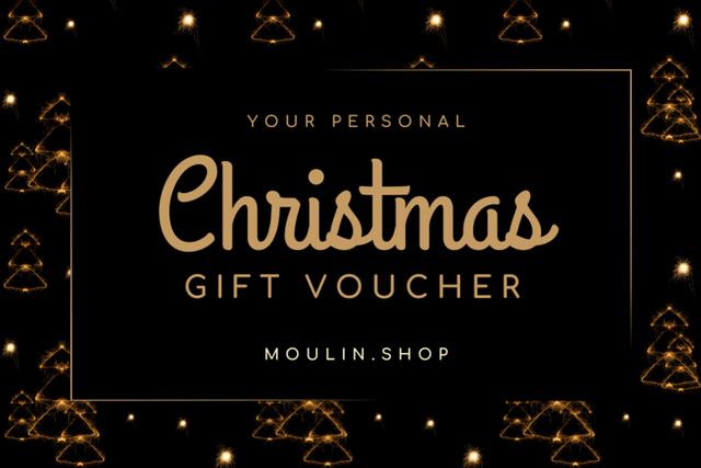 Modèle de visuel Christmas Gift with Shiny Golden Trees - Gift Certificate