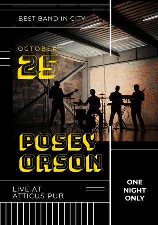 Live Performance Invitation with Band playing Flyer A7 Design Template