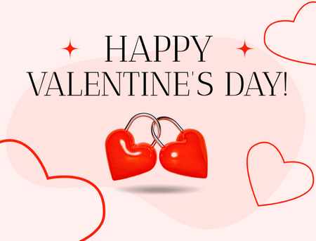 Valentine's Day Greeting with Heart Shaped Locks Postcard 4.2x5.5in Πρότυπο σχεδίασης