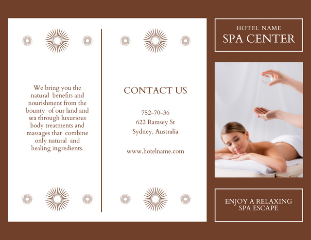 Hotel Spa Center Information Brochure 8.5x11in Šablona návrhu