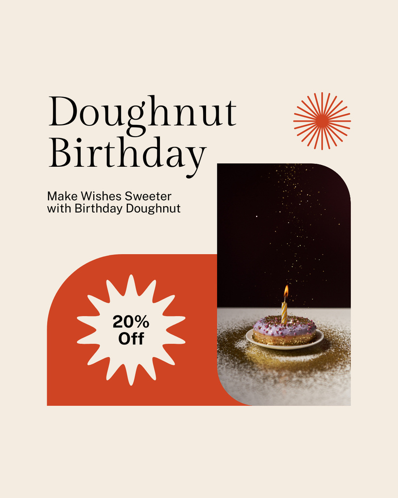 Doughnut Birthday Special Offer with Discount Instagram Post Vertical – шаблон для дизайна