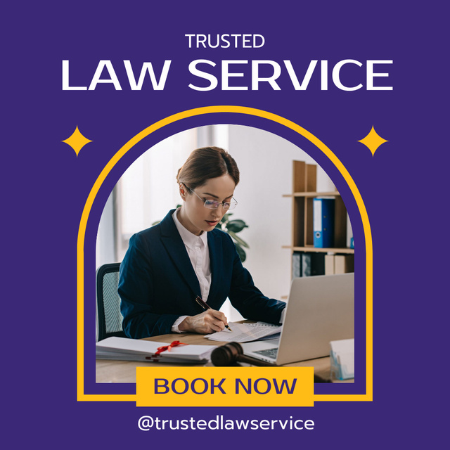 Law Services Offer with Woman Lawyer on Workplace Instagramデザインテンプレート