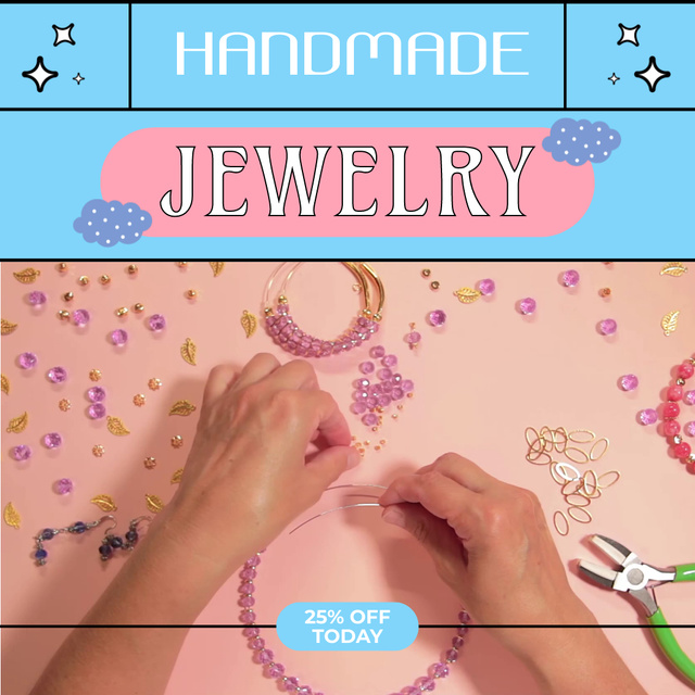 Designvorlage Handmade Jewelry With Discount And Seed Beads für Animated Post