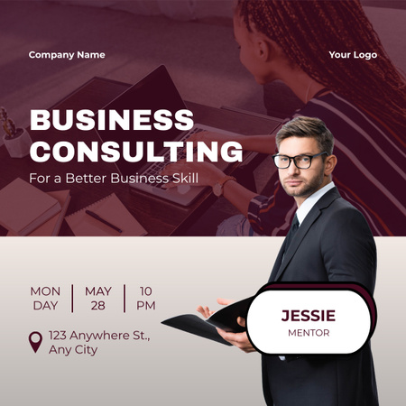 Services of Business Consulting with Mentor LinkedIn post Design Template