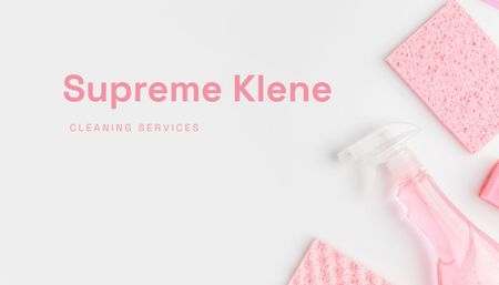Cleaning Services Ad with Pink Detergent Business Card US – шаблон для дизайну