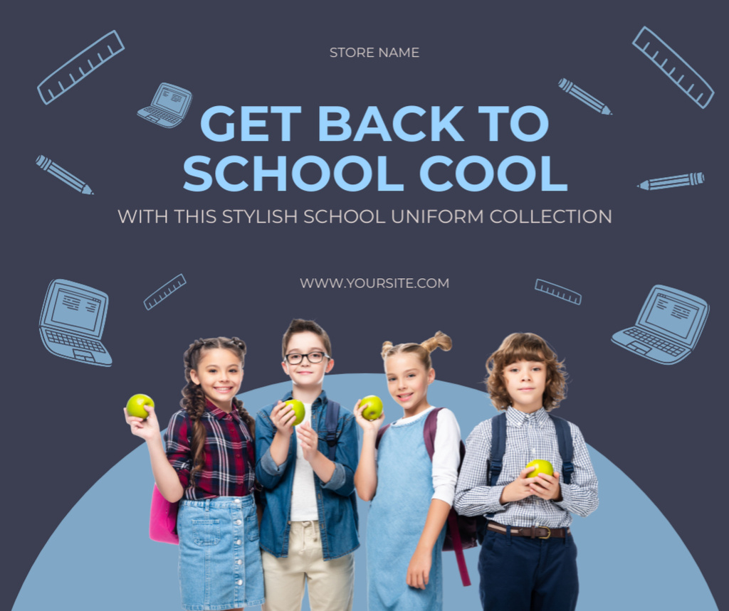 Ontwerpsjabloon van Facebook van New School Uniform Collection for Kids