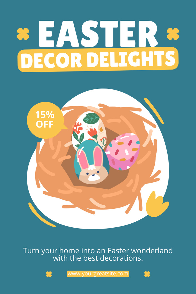Easter Holiday Decor Delights Ad with Eggs in Nest Pinterest – шаблон для дизайну
