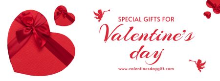 Valentine's Day Special Gift Offer with Red Gifts Facebook cover Design Template
