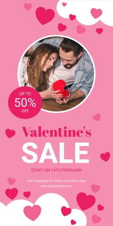 Valentine's Day Sale with Couple in Love Graphic Design Template