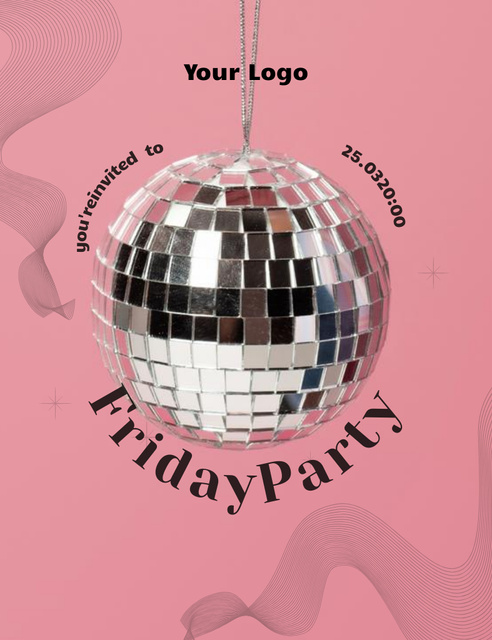 Friday Party Announcement Invitation 13.9x10.7cm Modelo de Design