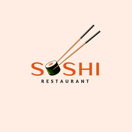Emblem of Sushi Restaurant Logo Design Template