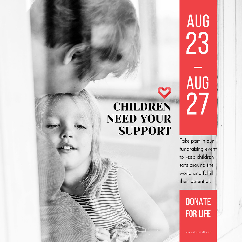Charity Event with Child hugging mother Instagram AD Design Template