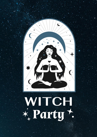 Ontwerpsjabloon van Poster van Halloween Party Announcement with Cute Witch
