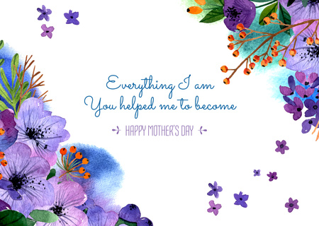 Happy Mother's Day postcard with Tender Flowers Postcard Design Template