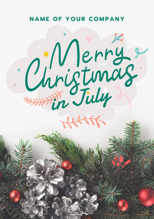 Festive Christmas Holiday Greeting in July With Handwritten Text Flyer A5 Tasarım Şablonu
