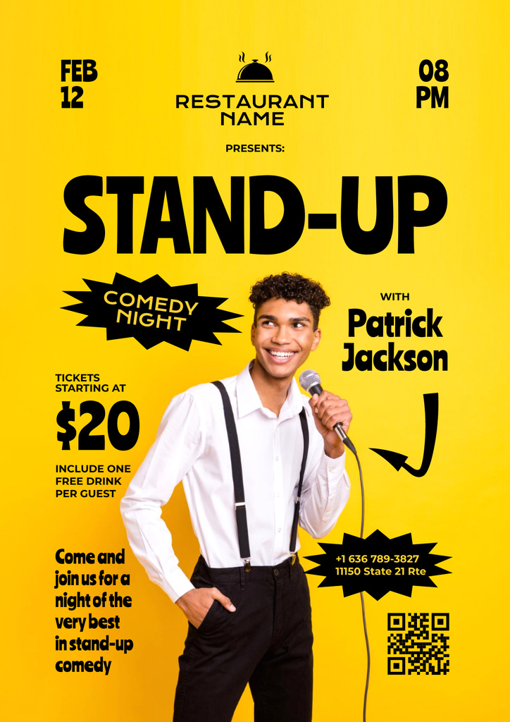 Stand-Up Event in Restaurant Poster Design Template