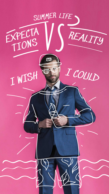 Modèle de visuel Funny Illustration of Summer Outfit on Businessman - Instagram Story
