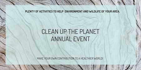 Ecological event announcement on wooden background Image Design Template