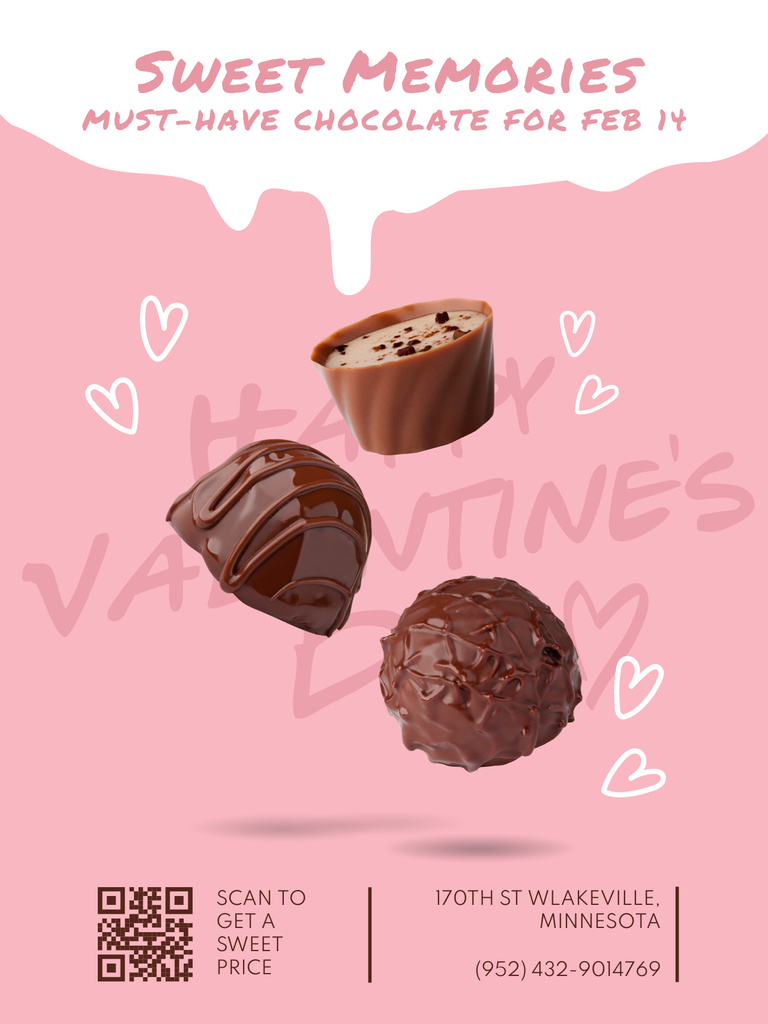 Offer of Sweet Candies on Valentine's Day Poster US Design Template