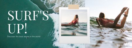 Ontwerpsjabloon van Facebook cover van surfen op de golven