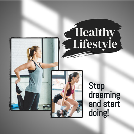 Fitness Club Promotion with Young Women Instagram Design Template