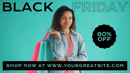 Black Friday Sale Ad with Happy Women with Purchases Full HD video Design Template