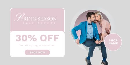 Spring Sale with Couple i Elegant Outfits Twitter Design Template