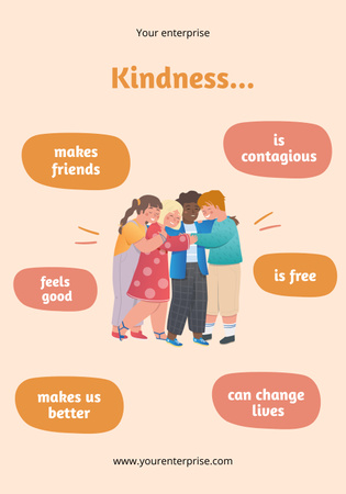 Cute Motivation of Being Kind to People Poster 28x40in Design Template
