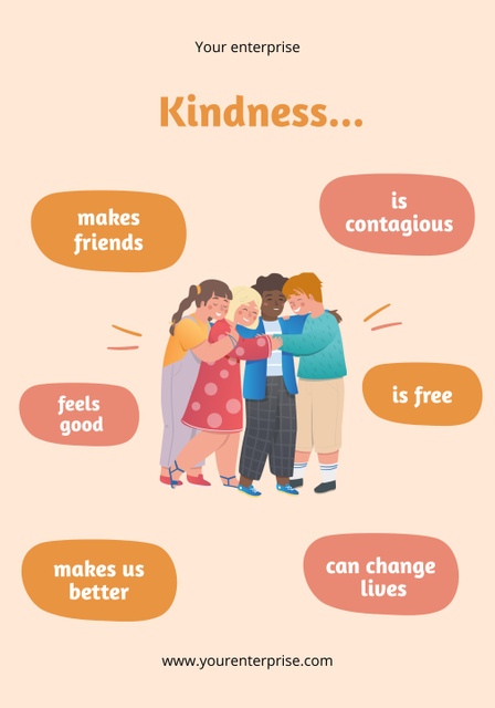 Cute Motivation of Being Kind to People Poster 28x40in Πρότυπο σχεδίασης