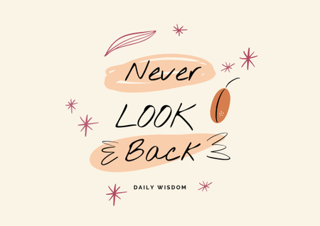 Designvorlage „Niemals zurückblicken“-Zitat mit hellen Kritzeleien für Poster B2 Horizontal