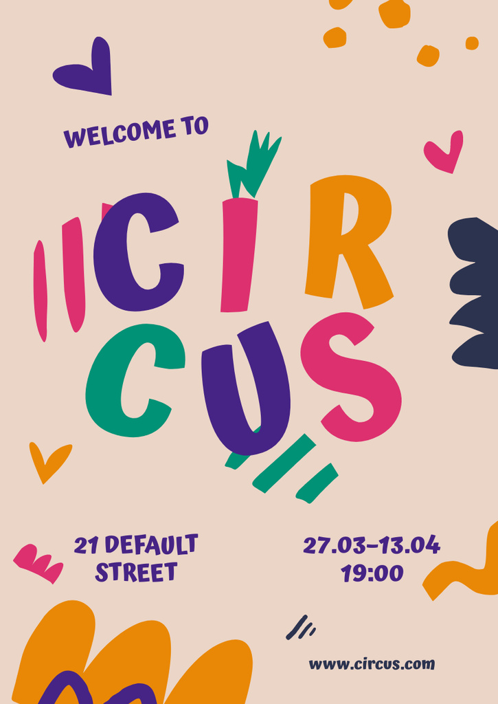 Circus Show Event Announcement with Bright Illustration Poster A3 Modelo de Design