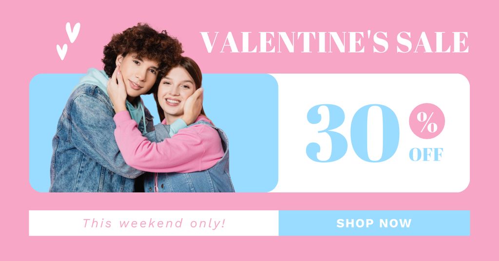 Ad of Unmissable Deals on Valentine's Day with Asian Couple Facebook ADデザインテンプレート
