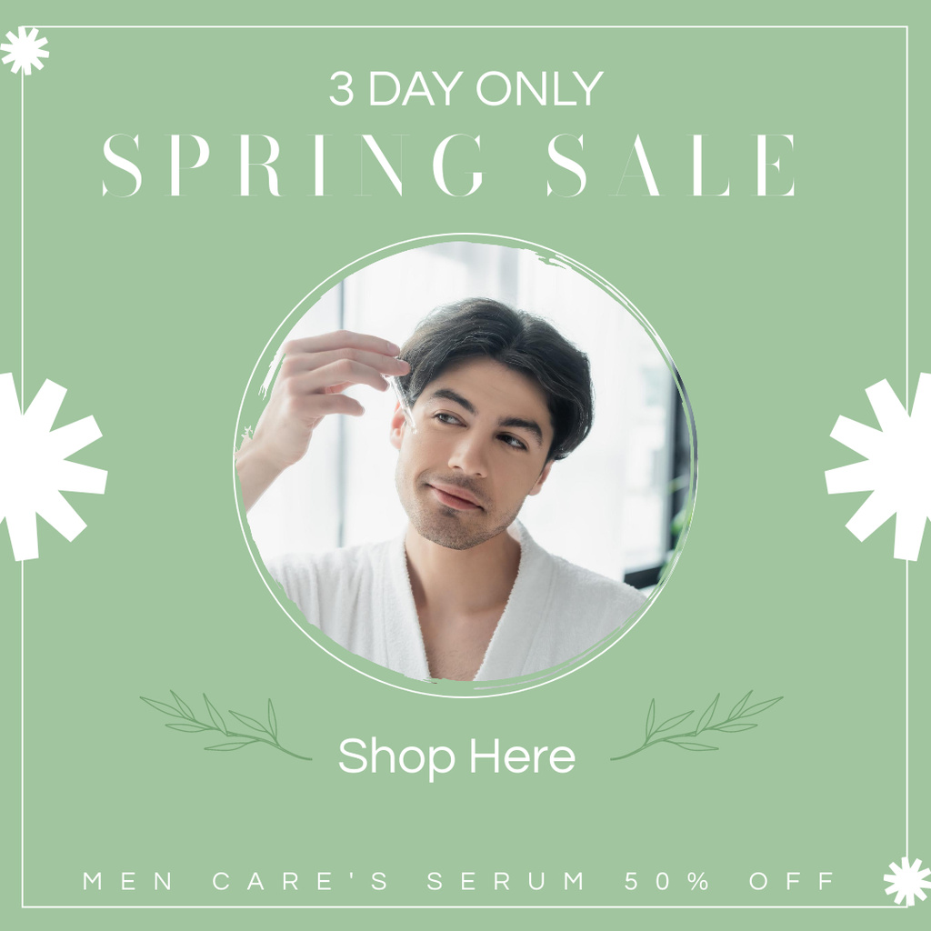 Ontwerpsjabloon van Instagram AD van Men's Cosmetics Spring Sale Offer