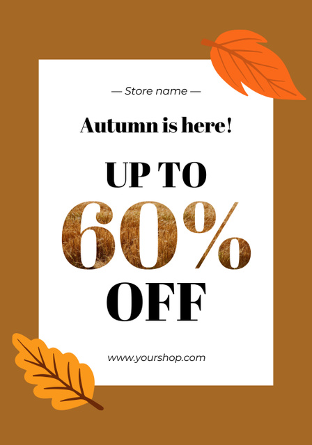 Delicious Autumn Discount on Brown Poster 28x40in Design Template