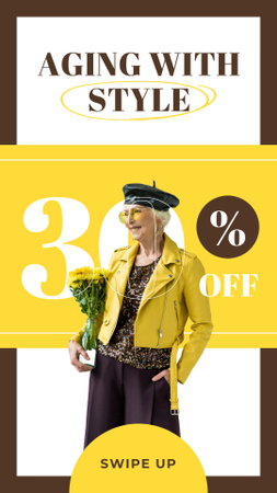 Aging Style With Discount In Yellow Instagram Story Design Template
