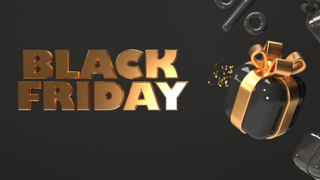 Modèle de visuel Offre du Black Friday et cadeaux avec arc - Zoom Background