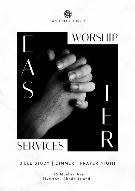 Easter Worship Services Ad Poster A3 Design Template