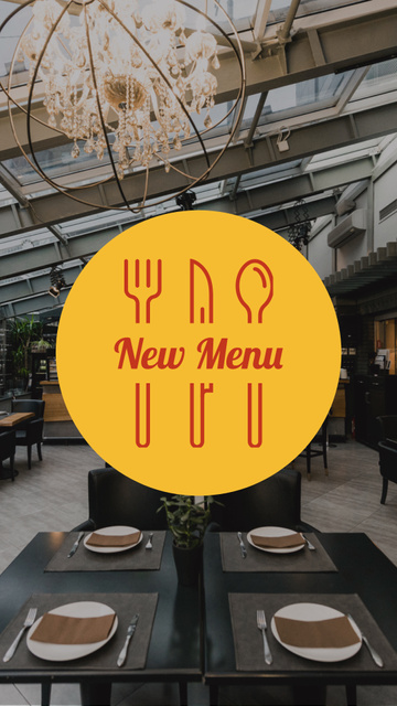 Designvorlage Ad of New Menu in Restaurant with Illustration of Cutlery für Instagram Highlight Cover