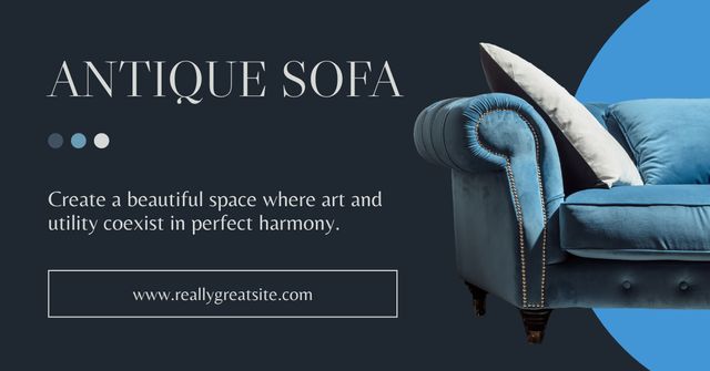 Lovely Sofa In Antiques Store Offer Facebook AD Design Template