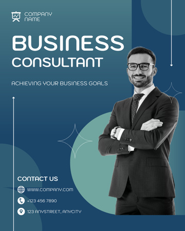 Platilla de diseño Business Consulting Services with Friendly Smiling Businessman Instagram Post Vertical