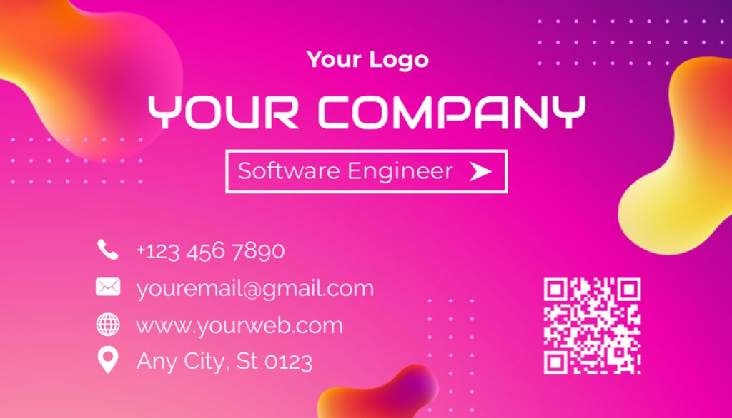 Software Engineer Services Ad on Purple Gradient Business Card US Design Template
