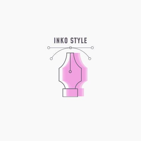 Template di design Icona dello strumento penna in rosa Logo