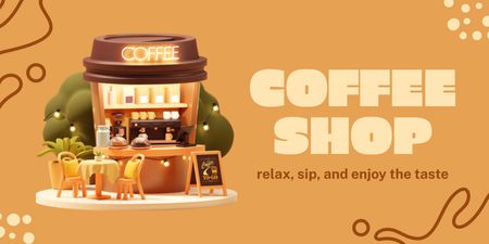 Ambient Coffee Shop With Served Table Promotion Twitter Design Template