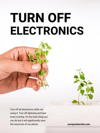 Energy Conservation Concept with Plants Growing in Socket Poster US Tasarım Şablonu