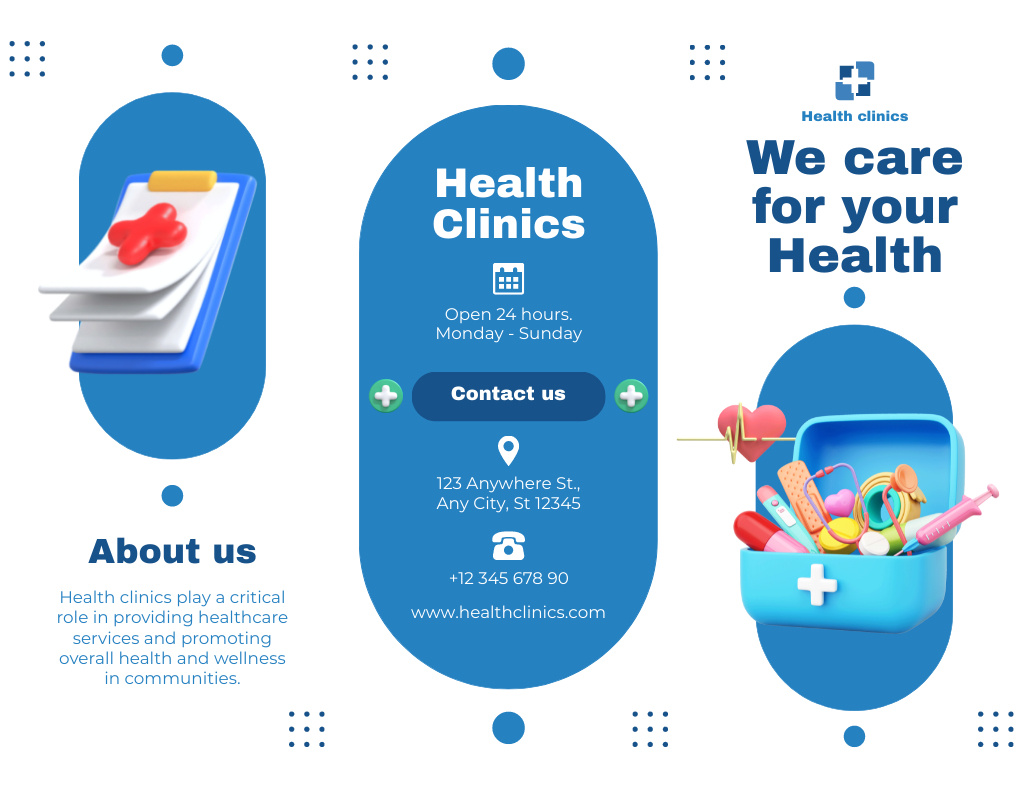 Healthcare Services with Pills and Diagnosis Brochure 8.5x11in Design Template
