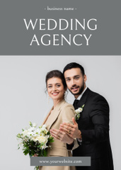 Wedding Agency Ad with Young Couple Showing Wedding Rings