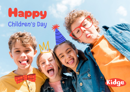 Children's Day Greeting with Funny Kids Card Design Template